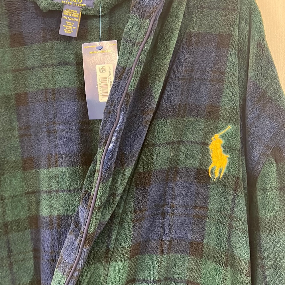 Polo Ralph Lauren Bath Robe (NWT) Blue & Green Sleepwear